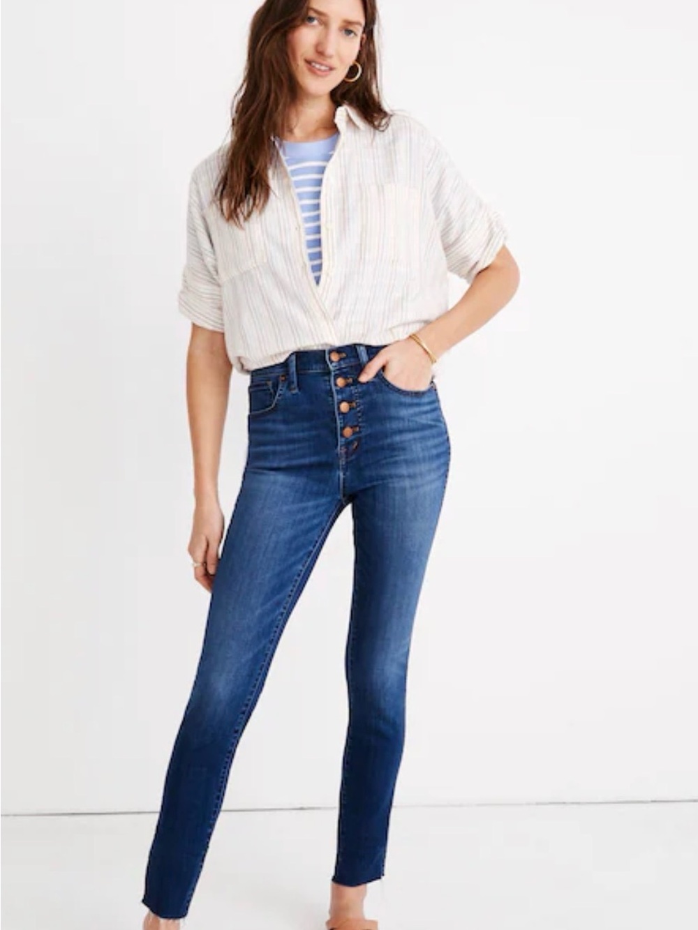 Madewell 10" High-Rise Skinny Crop Jeans: Button-Front